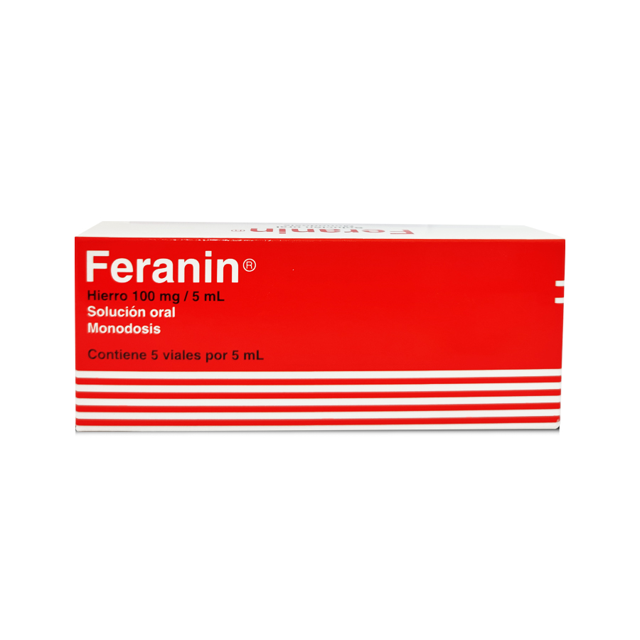 Feranin 100 Mg/5 ML Solución Oral - Caja 5 Un - Boticas Hogar y Salud